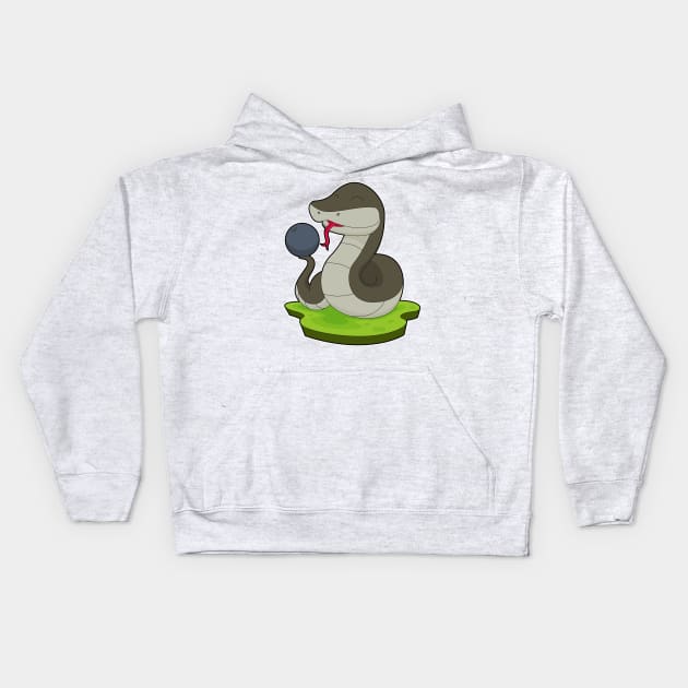 Snake Bowling Bowling ball Kids Hoodie by Markus Schnabel